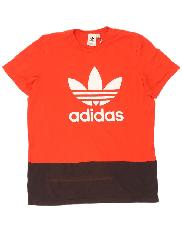 Adidas Herren Grafik T-Shirt Top XL Rot Colourblock Baumwolle