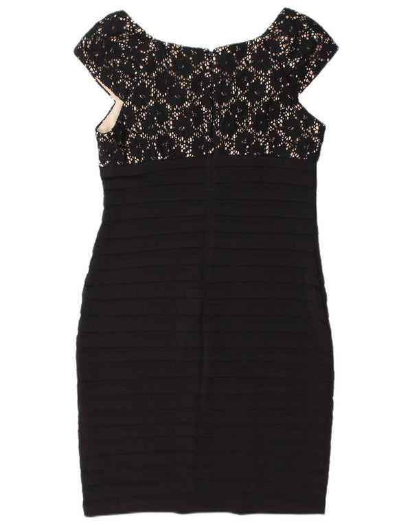 WALLIS Womens Sleeveless Bodycon Dress UK 12 Medium Black Polyester