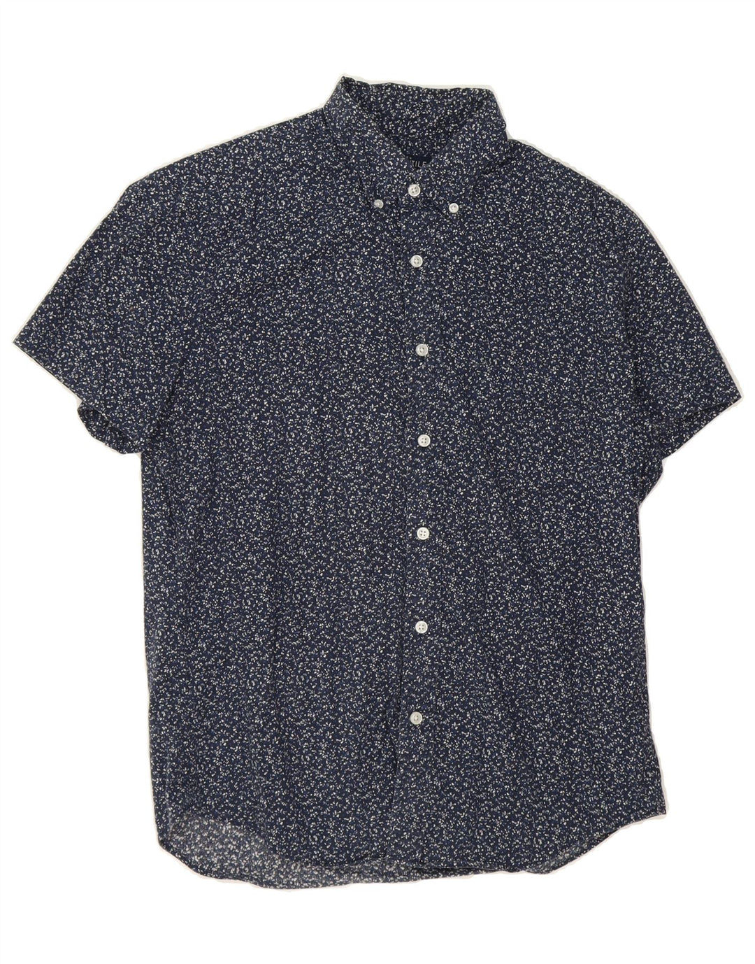J. CREW Mens Mercantile Flex Short Sleeve Shirt Medium Blue Spotted Cotton Vintage J. Crew and Second-Hand J. Crew from Messina Hembry 