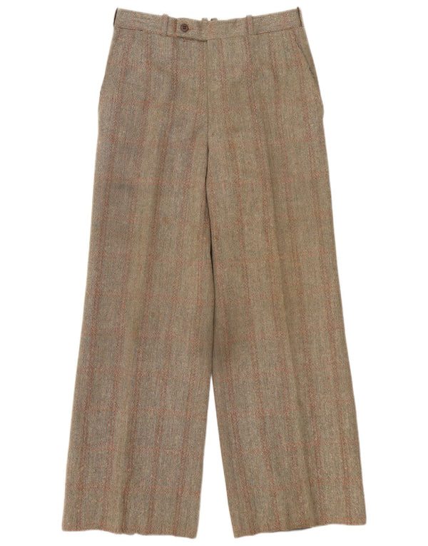 Vintage Damen Chinohose mit weitem Bein W28 L28 Grau kariert