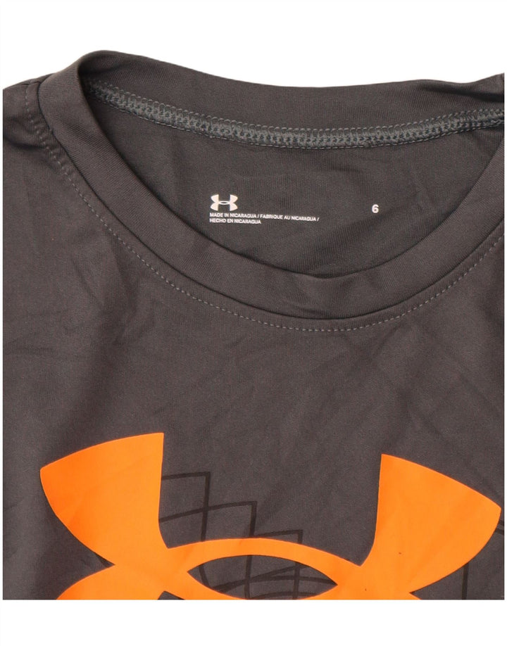 UNDER ARMOUR Grafik-T-Shirt-Oberteil für Jungen, 5–6 Jahre, graues Polyester
