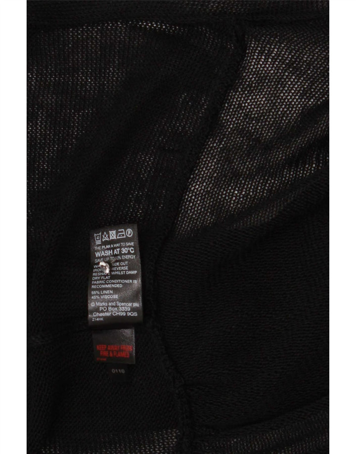 Marks & Spencer Damen Durchsichtiger Cardigan-Pullover UK 14 Medium Schwarz