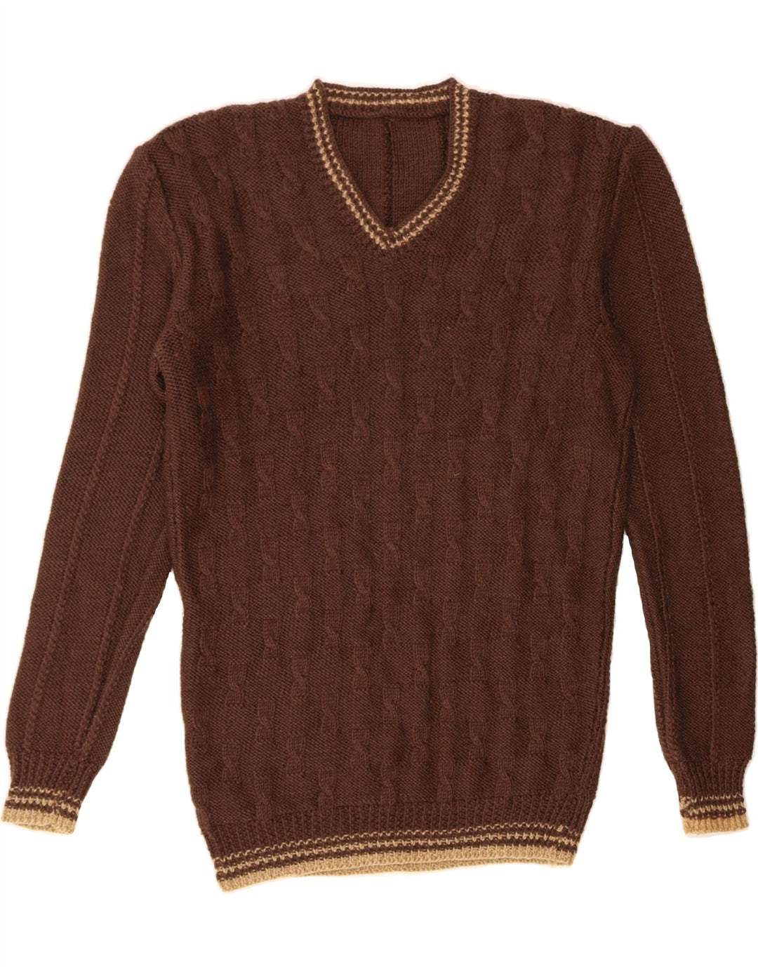 VINTAGE Herren Pullover mit V-Ausschnitt Mittelbraun