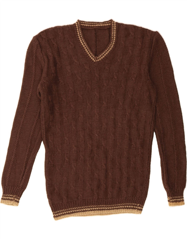 VINTAGE Herren Pullover mit V-Ausschnitt Mittelbraun