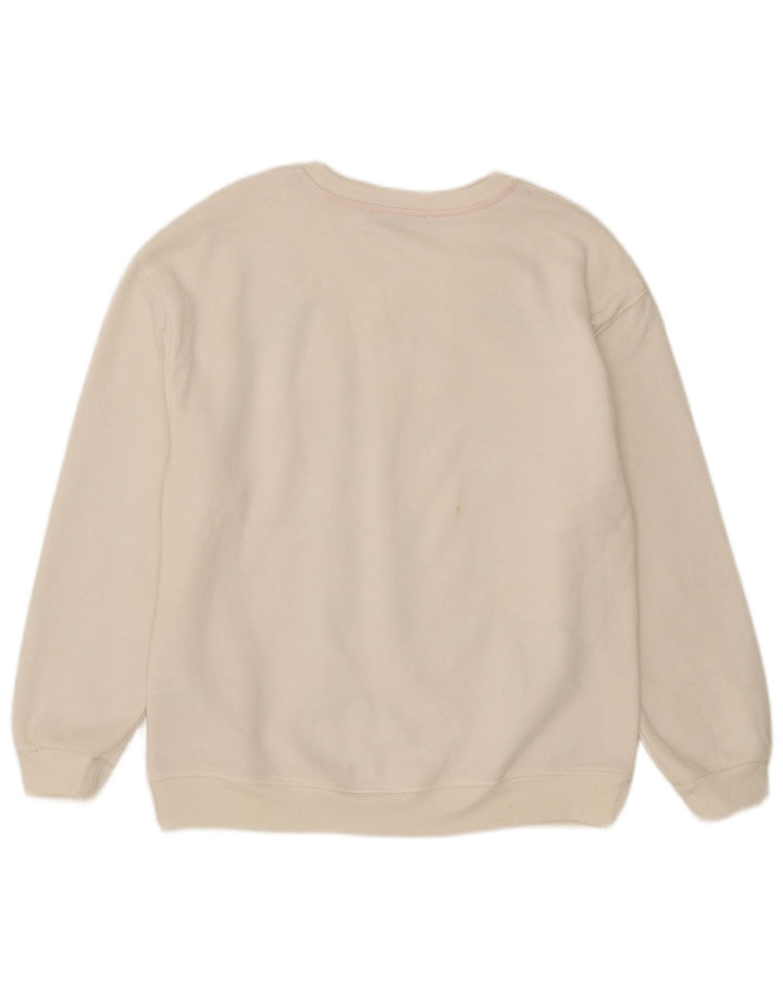 Zara Damen Grafik-Sweatshirt-Pullover UK 14 Mittelweißes Polyester