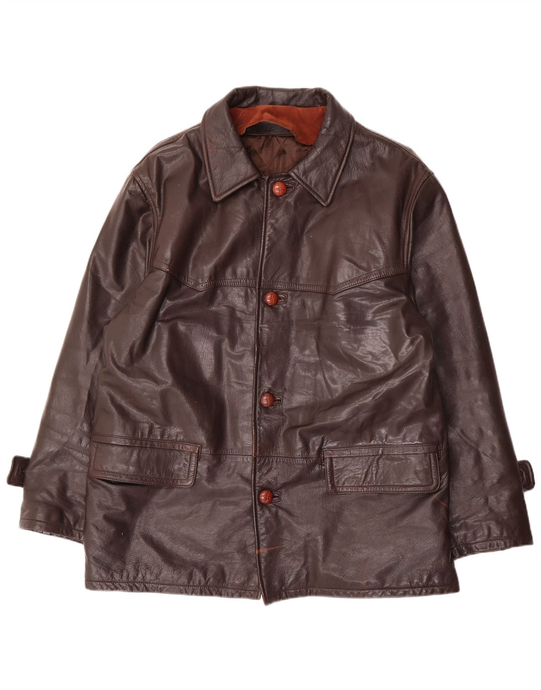 Vintage Herren Lederjacke IT 48 Mittelbraunes Leder