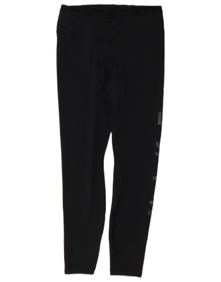 NIKE Womens Dri Fit Graphic Leggings UK 12 Mittelschwarzes Polyester