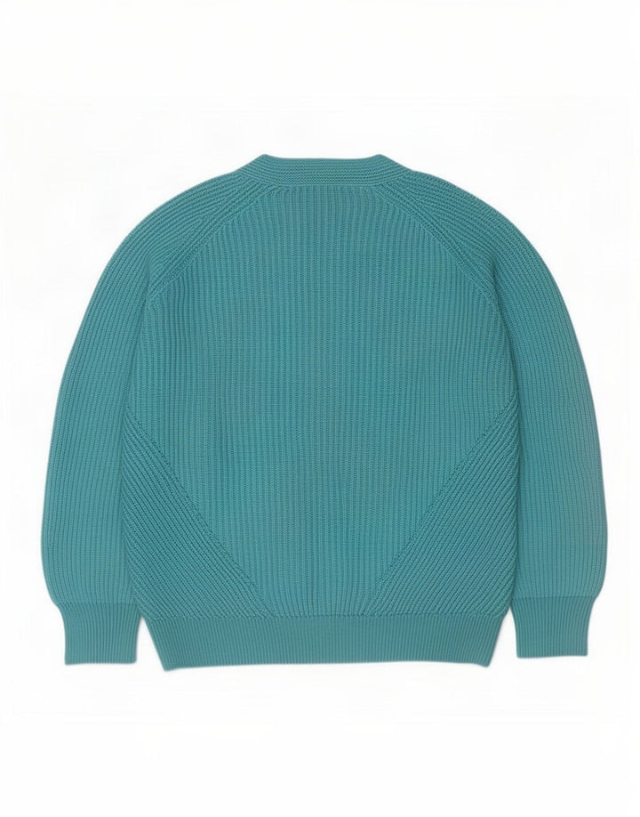 Massimo Dutti Damen Übergroßer Pullover mit V-Ausschnitt, UK 14, Mittelblau