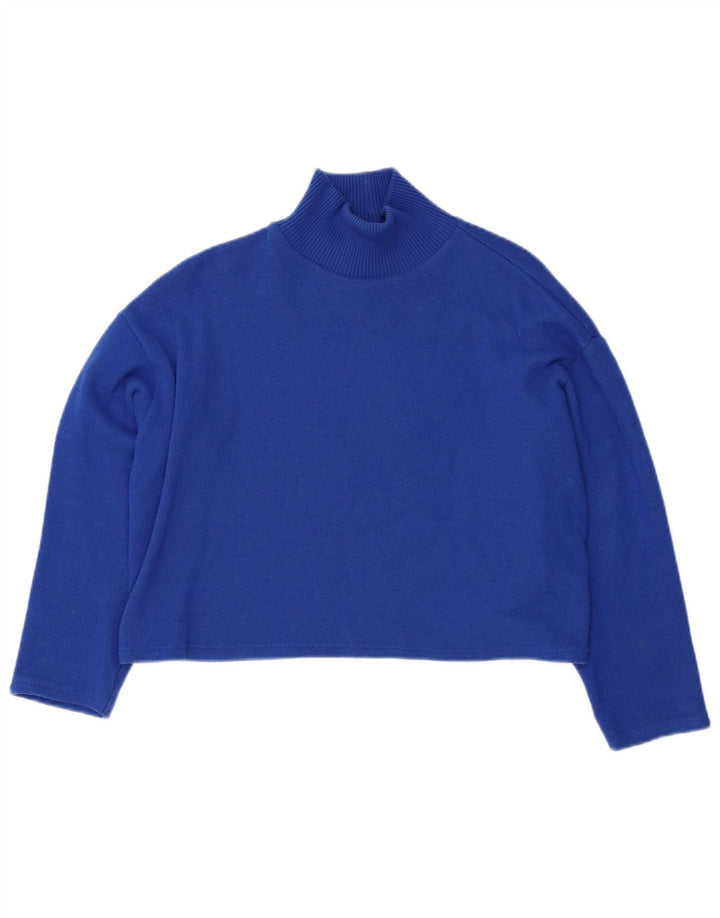Zara Damen Crop Rollkragenpullover Pullover UK 14 Mittelblau