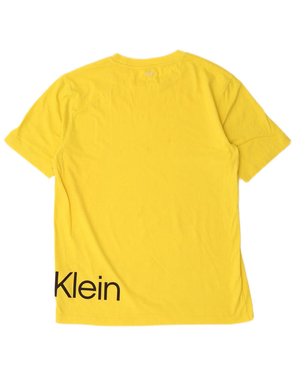 Calvin Klein Herren-T-Shirt mit Grafik, Größe S, gelbe Baumwolle