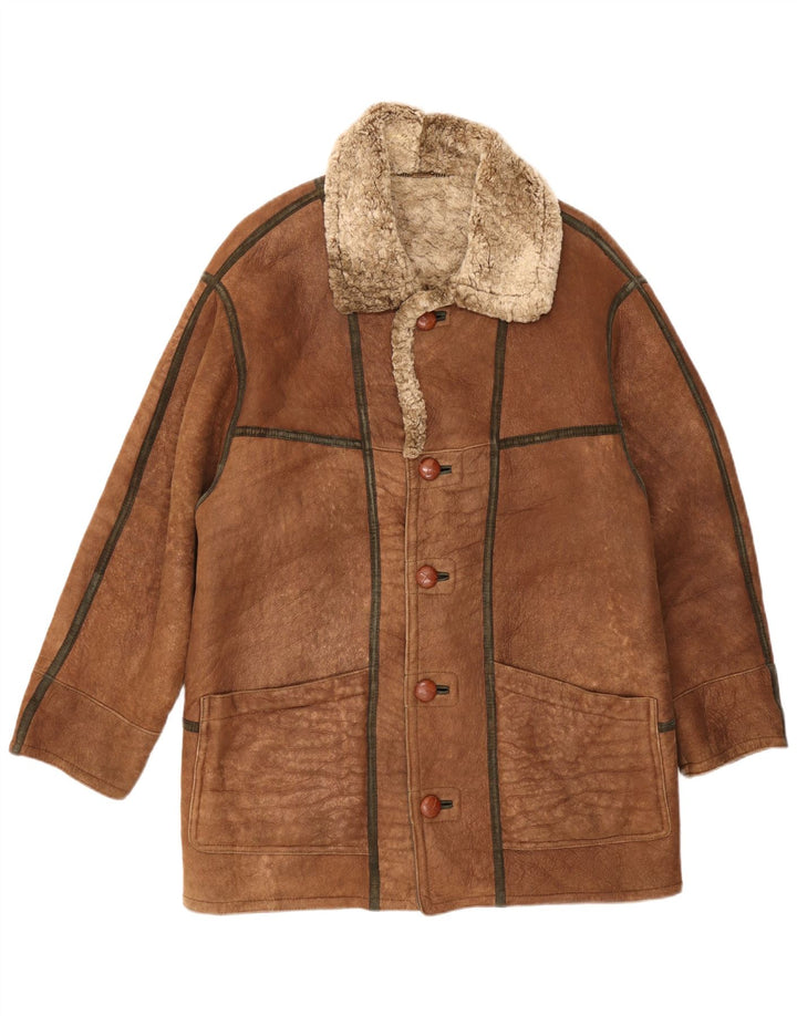 Christ Herren Shearling Jacke IT 48 Mittelbraunes Leder