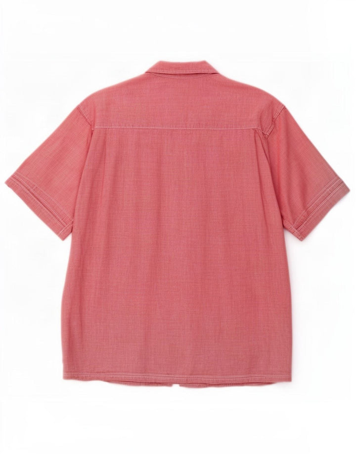 Wrangler Herren-Kurzarmhemd XL aus roter Hahnentrittmuster-Baumwolle