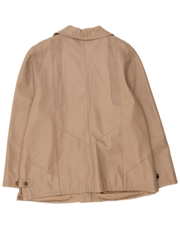 Vintage Damen Lederjacke UK 22 3XL Beige Lammfell