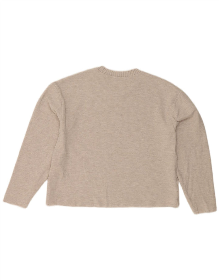 Zara Damen Crop Crew Neck Pullover Pullover UK 10 Small Grau Polyester