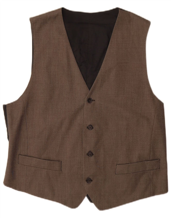 Vintage Herrenweste IT 52 Großes braunes Polyester