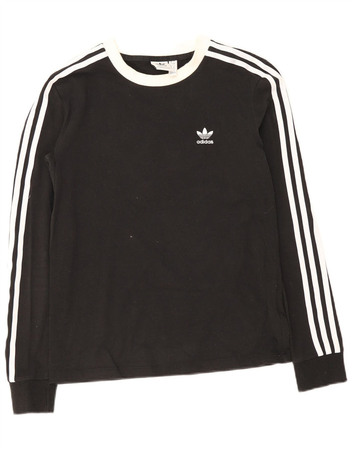 Adidas Damen Top Langarm UK 8 Small Schwarz Baumwolle