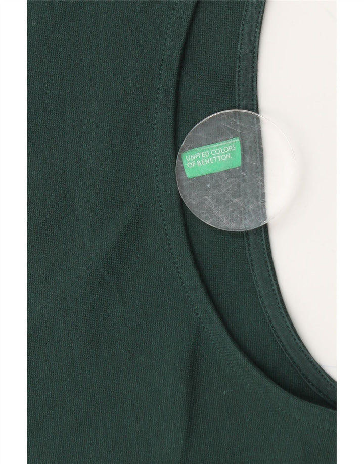 BENETTON Damen Crop Top Langarm UK 12 Mittelgrün