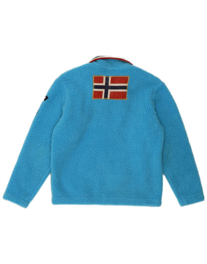 Napapijri Jungen-Fleecepullover mit grafischem Reißverschluss und Kragen, 11–12 Jahre, blaues Polyester