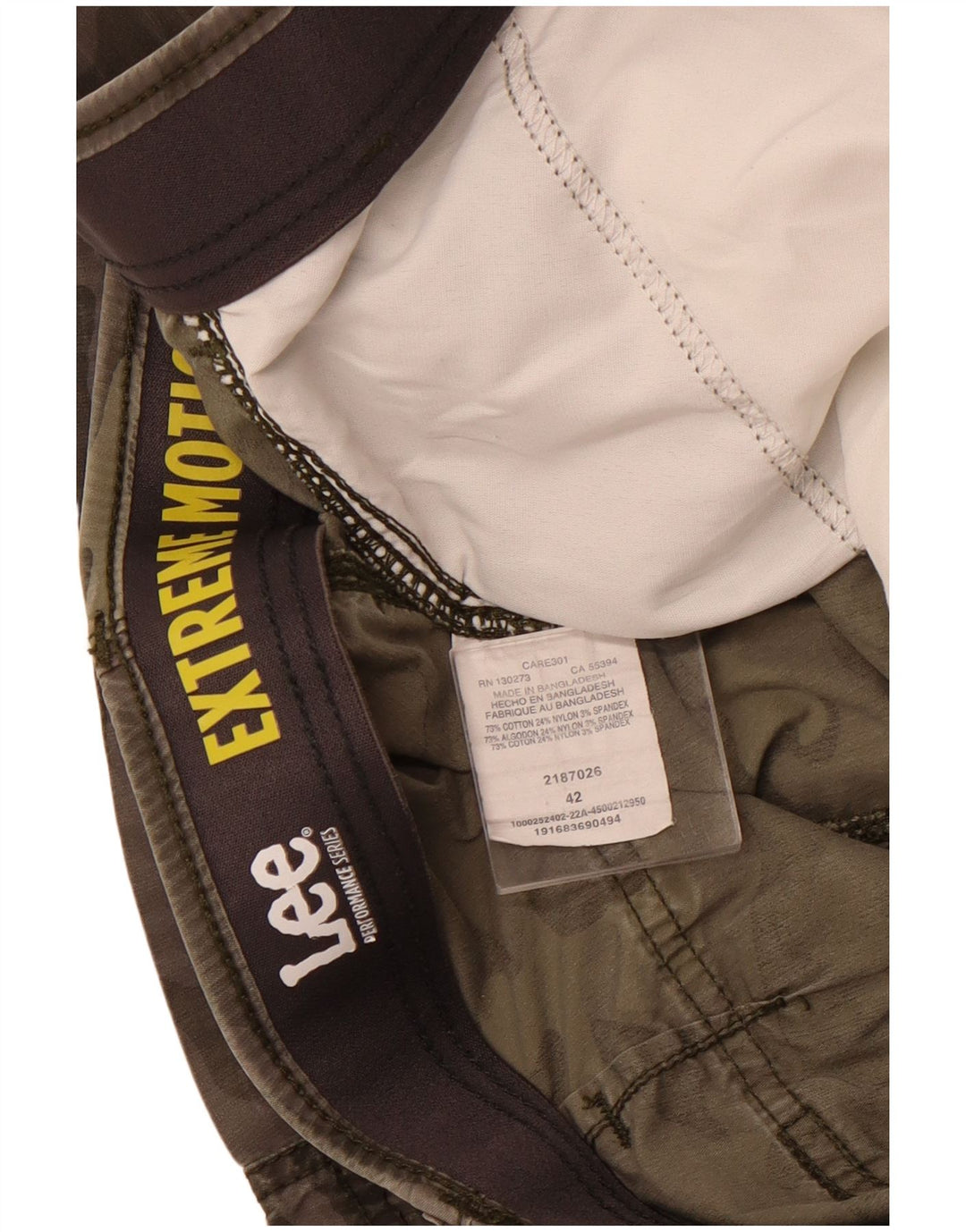 LEE Herren Extreme Motion Cargo Shorts W42 2XL Khaki Camouflage Baumwolle