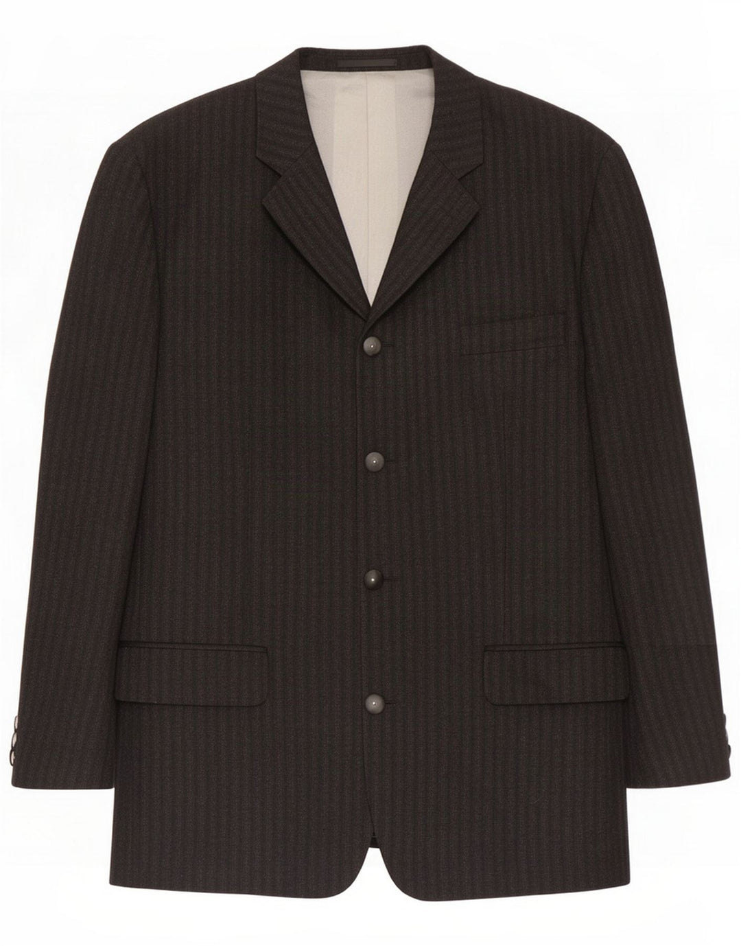 Mexx Herren 4-Knopf-Blazerjacke IT 50 Große schwarz gestreifte Wolle