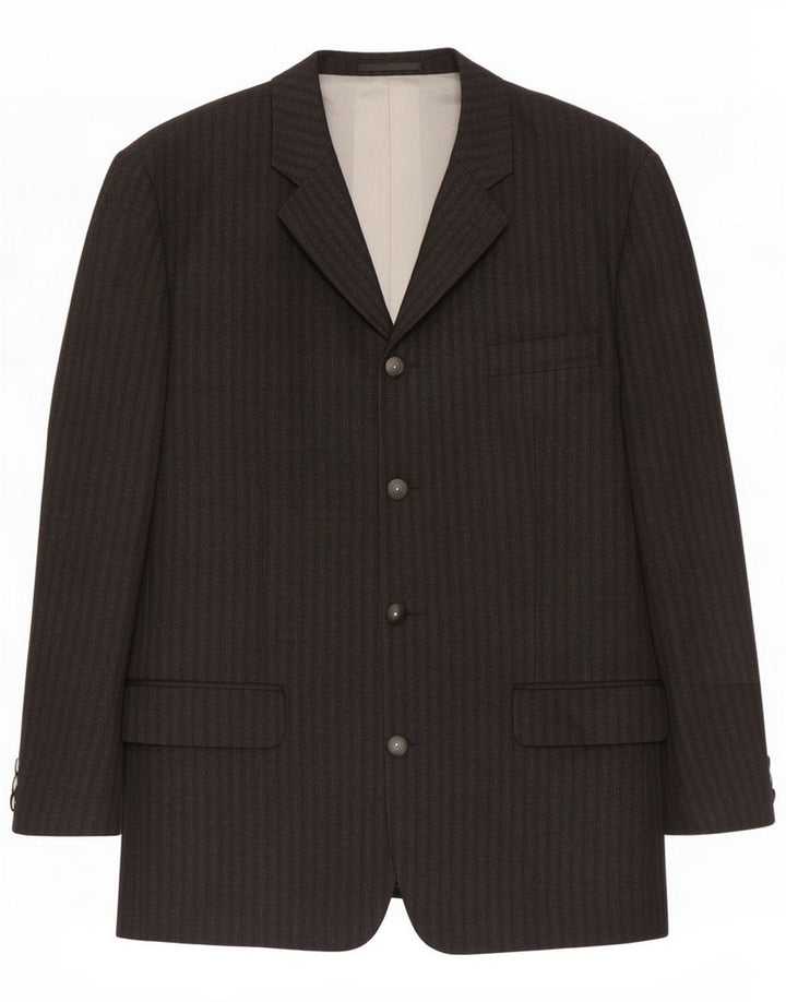 Mexx Herren 4-Knopf-Blazerjacke IT 50 Große schwarz gestreifte Wolle