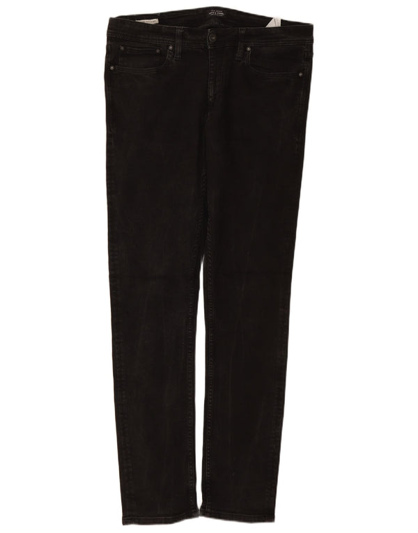JACK & JONES Herren Liam Skinny Jeans W36 L31 Schwarze Baumwolle