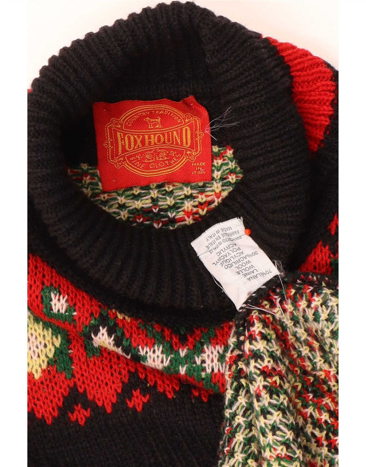 Foxhound Rollkragenpullover für Herren, Größe L, Schwarz, Fair Isle