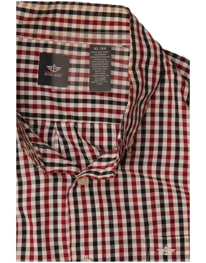 Dockers Herrenhemd XL aus roter Gingham-Baumwolle