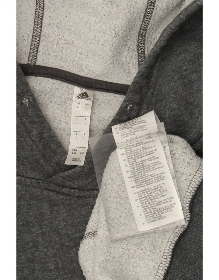 ADIDAS Herren Kapuzenpullover, groß, graue Baumwolle