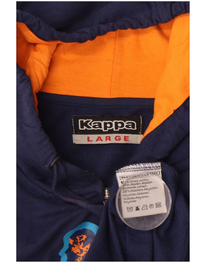 KAPPA Herren-Kapuzenpullover mit grafischem Reißverschluss, groß, marineblaue Baumwolle