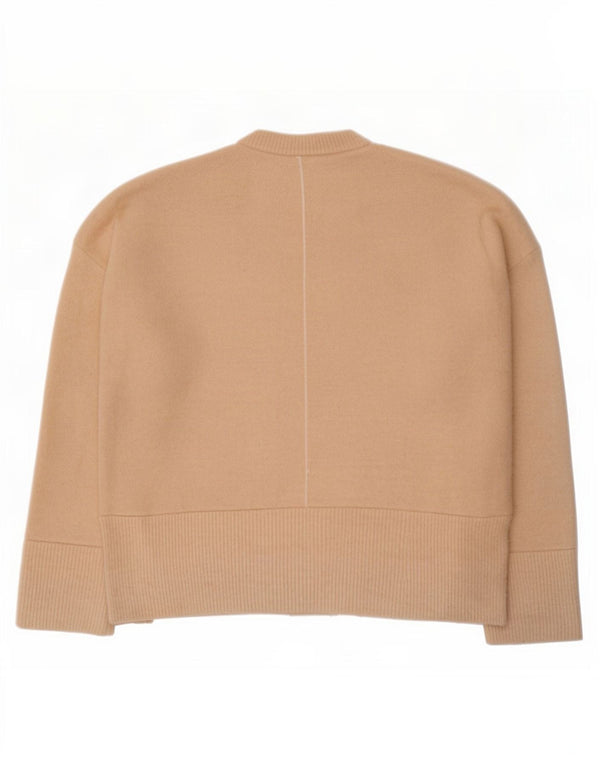 Zara Damen-Pullover, übergroß, Rundhalsausschnitt, Gr. 40, Größe L, Beige, Acryl