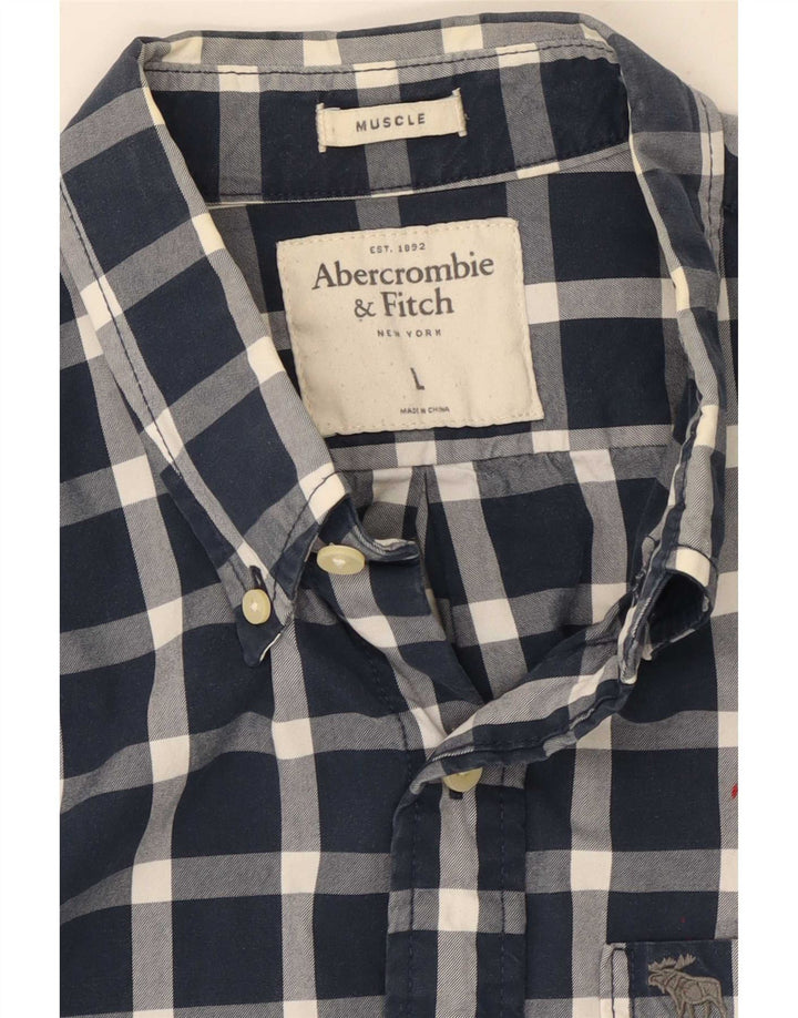 Abercrombie & Fitch Herren-Muskelhemd, groß, marineblau, kariert