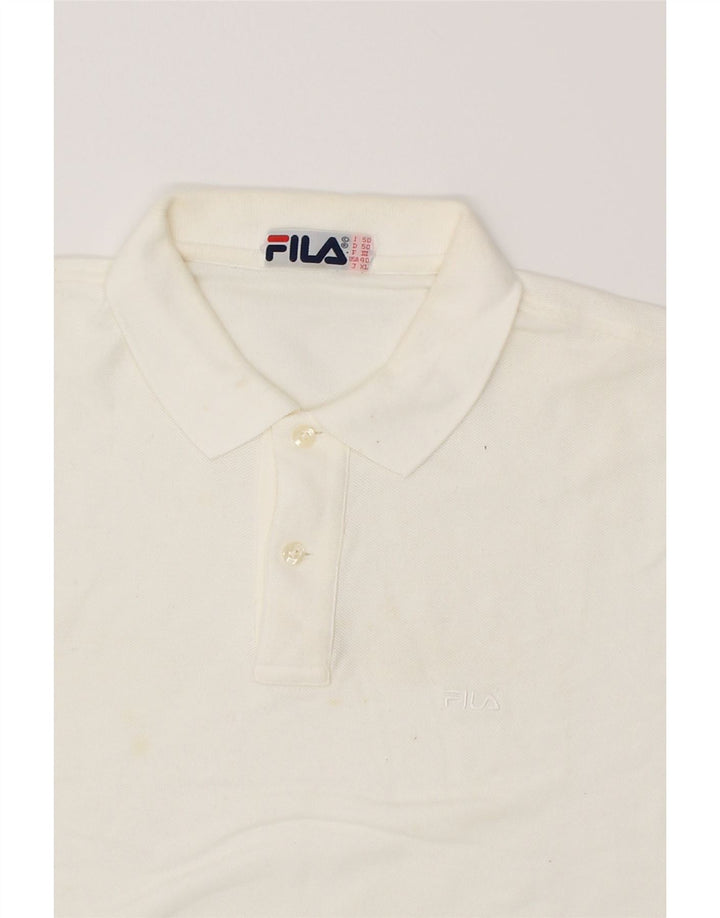 FILA Mens Polo Shirt Size 50 Medium White Cotton Vintage Fila and Second-Hand Fila from Messina Hembry 
