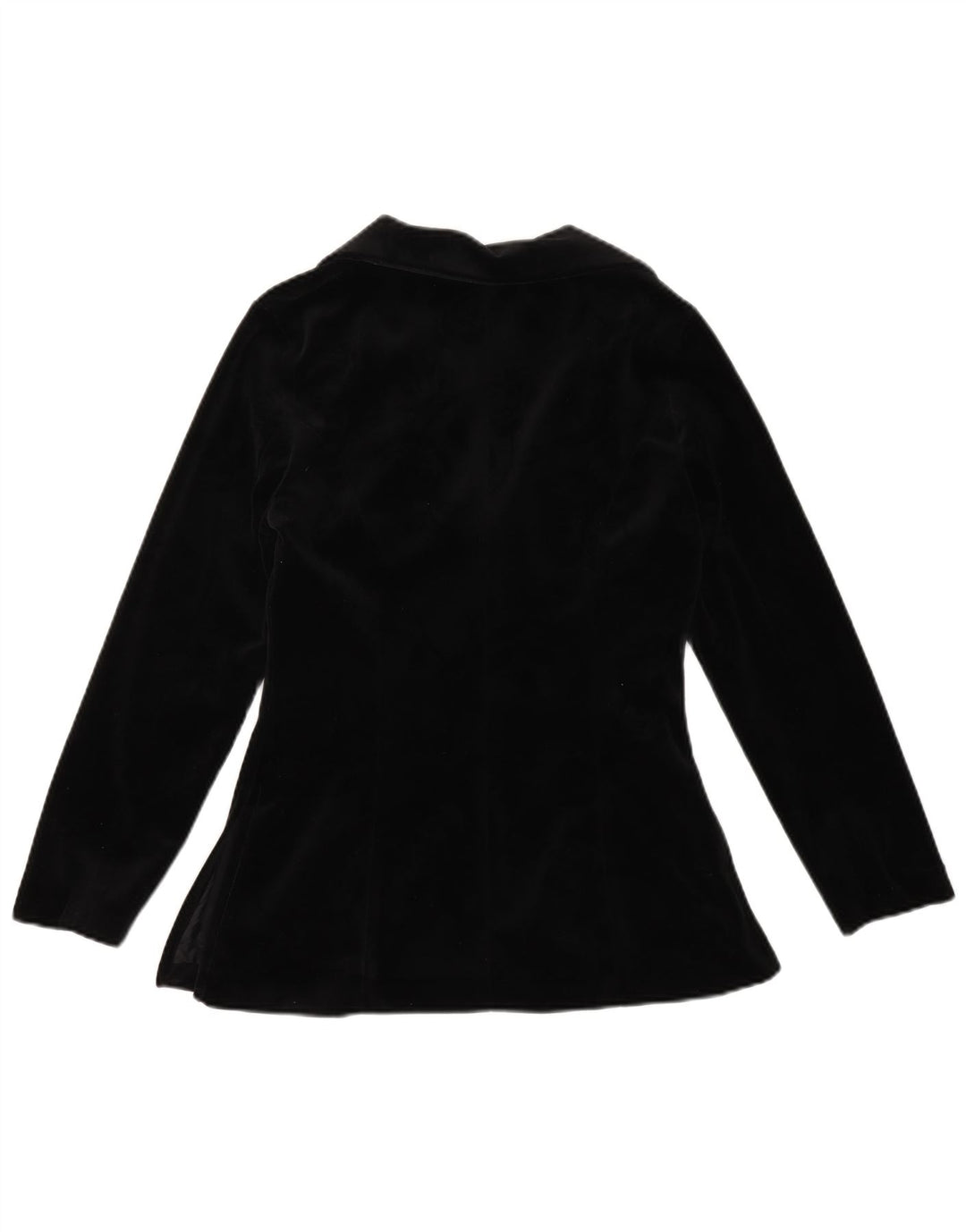 VINTAGE Damen 1-Knopf-Samt-Blazerjacke UK 12 Mittelschwarz