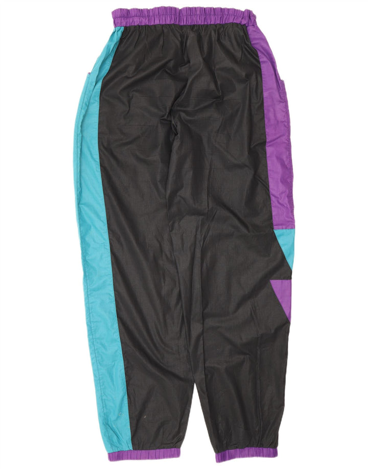 Vintage Damen-Trainingsanzug mit Grafik, UK 20 2XL, schwarzes Farbblock-Polyester