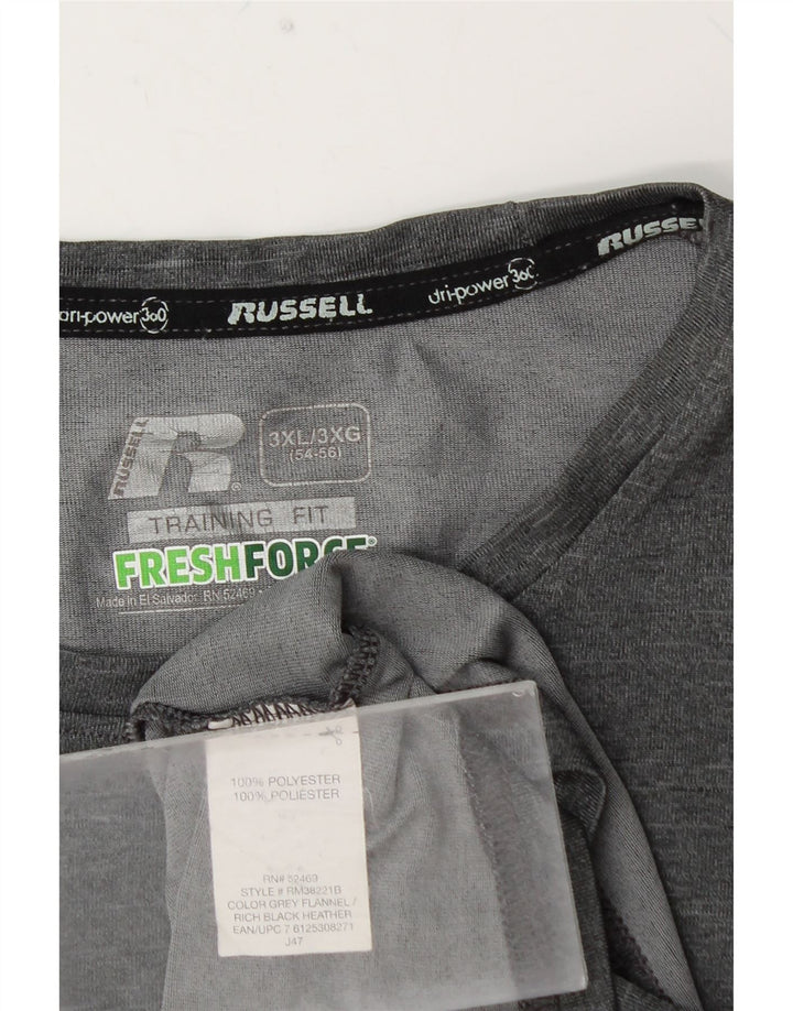 RUSSELL ATHLETIC Herren Dri-Power T-Shirt Top 3XL Grau meliertes Polyester