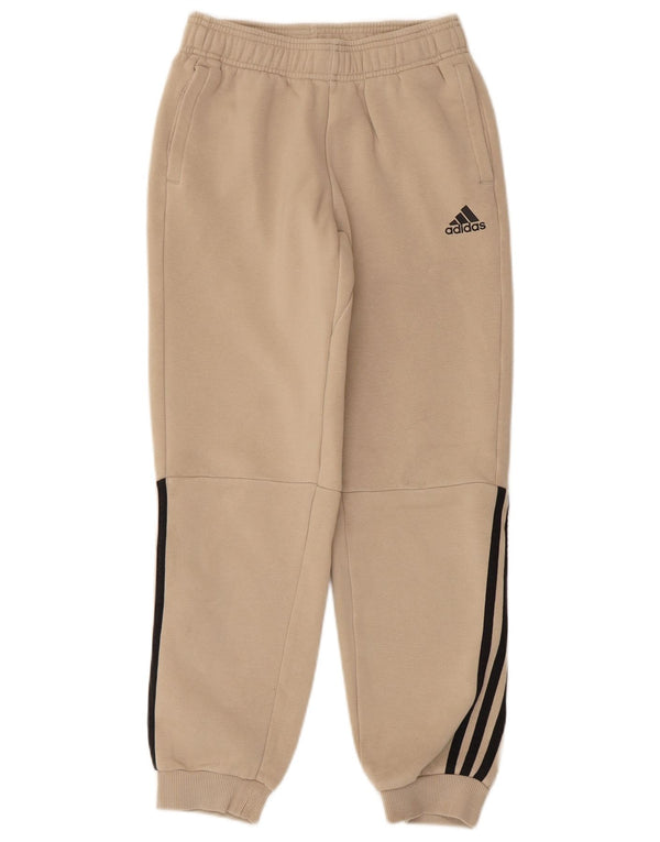 ADIDAS Jungen-Trainingshose, Jogginghose, 11–12 Jahre, beige Baumwolle
