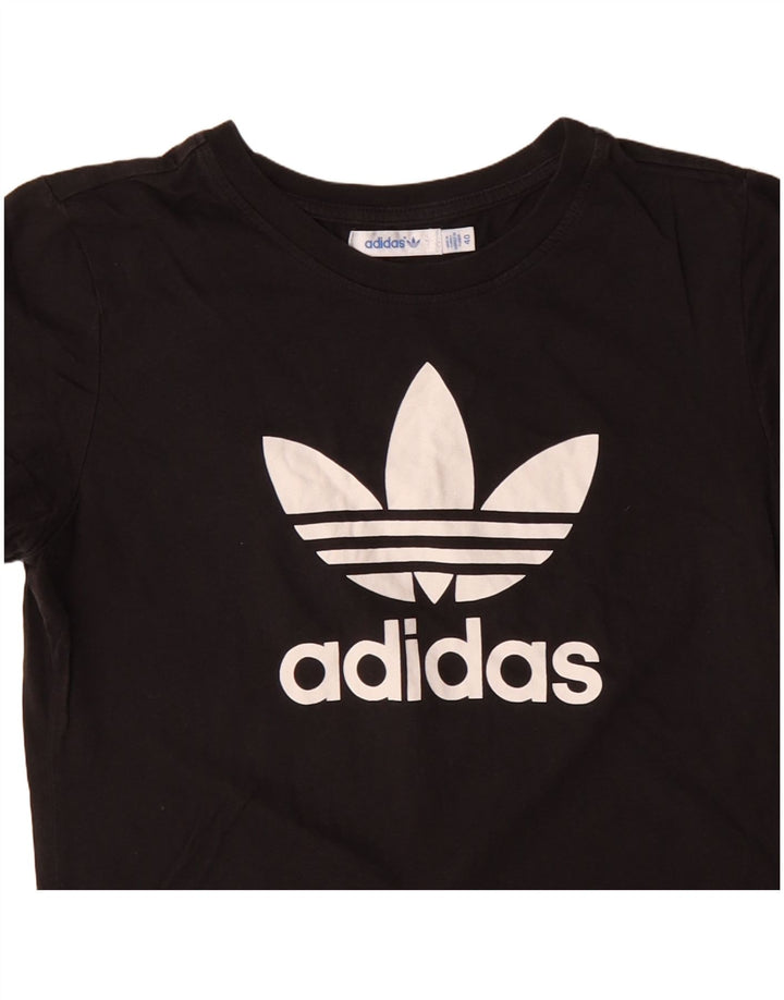 ADIDAS Damen Grafik T-Shirt Top IT 40 Small Schwarz Baumwolle