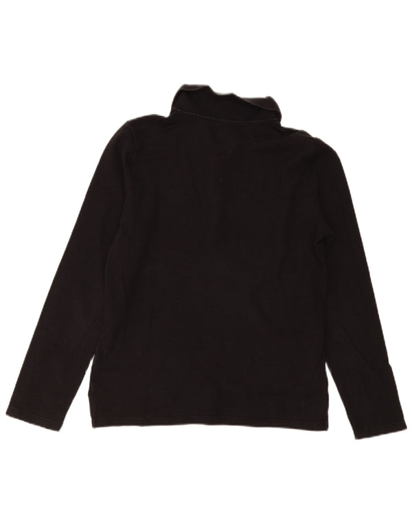 Tommy Hilfiger Damen Langarm-Poloshirt UK 14 Large Schwarz Baumwolle
