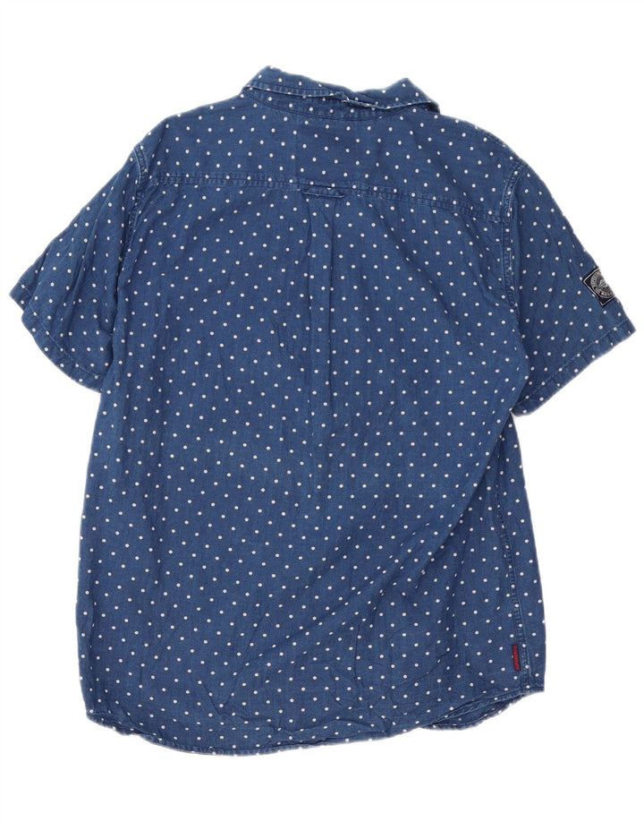 SUPERDRY Herren-Kurzarmhemd, reguläre Passform, XL, blau gepunktet, Baumwolle