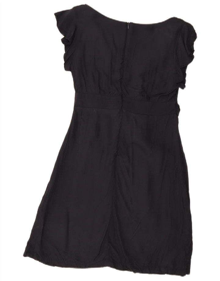 Topshop Damen A-Linien-Kleid UK 12 Medium Marineblau Viskose