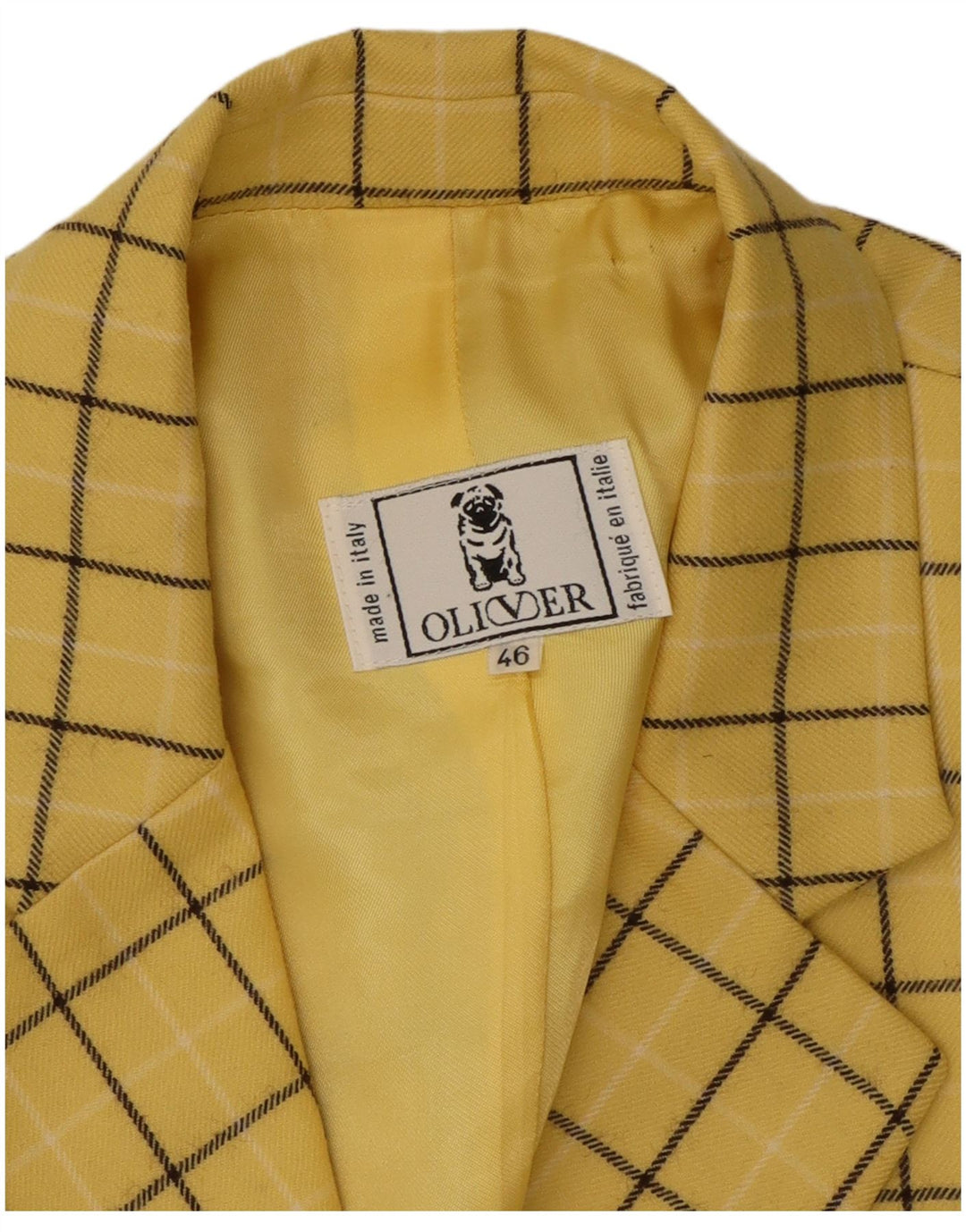 Oliver By Valentino Damen-Blazer mit 3 Knöpfen, IT 46, groß, gelb kariert