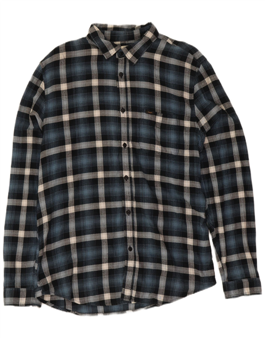 Lee Herren-Flanellhemd mit normaler Passform, XL, blau kariert