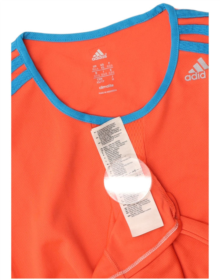ADIDAS Damen Climalite T-Shirt Top UK 4/6 XS Orange Polyester