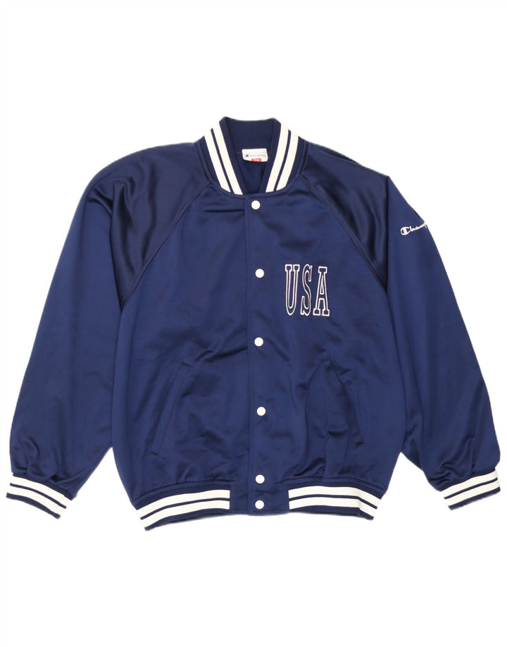Champion Herren-Trainingsanzug-Oberteil mit USA-Grafik, Größe S, Marineblau, Polyester
