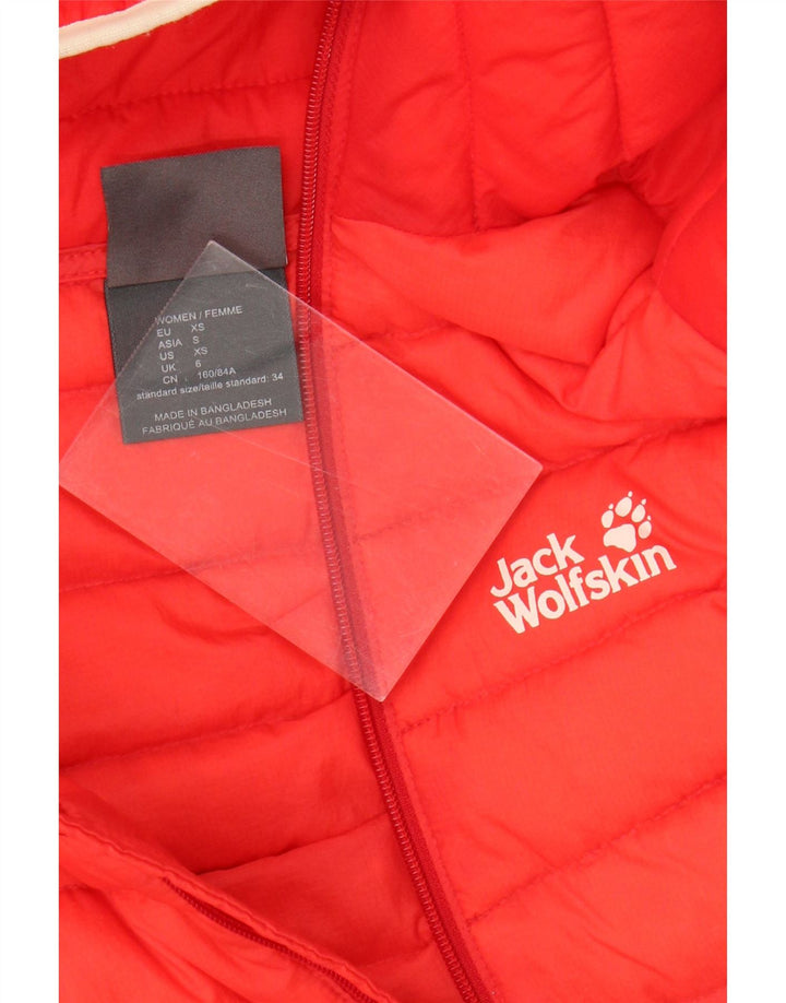 Jack Wolfskin Wattierte Damenjacke mit Kapuze, UK 6, XS, Rot, Colourblock-Polyamid