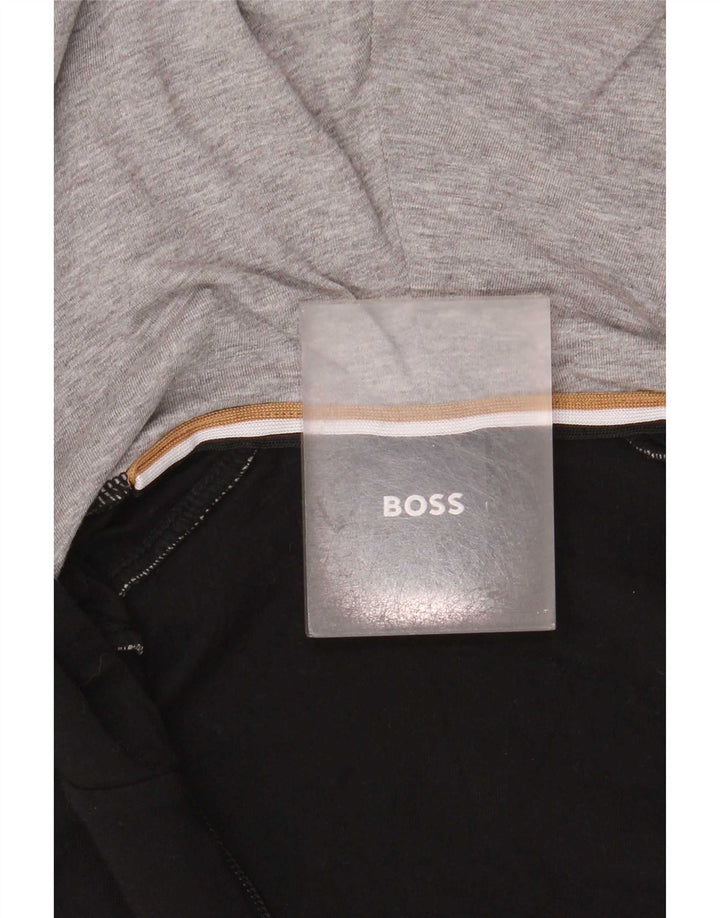 Hugo Boss Herren-Kapuzenpullover mit Reißverschluss, Mittelschwarz, Colourblock-Baumwolle