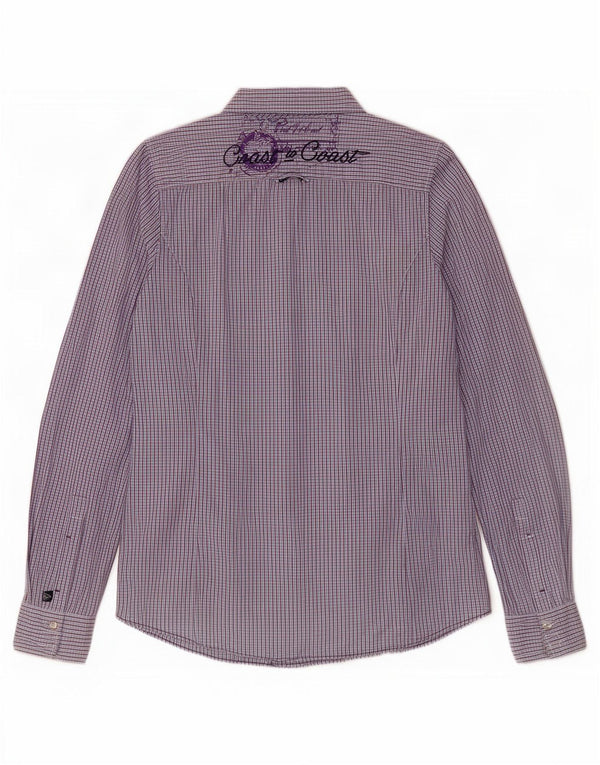 Gaastra Womens Graphic Shirt UK 12 Mittelblaue Gingham-Baumwolle