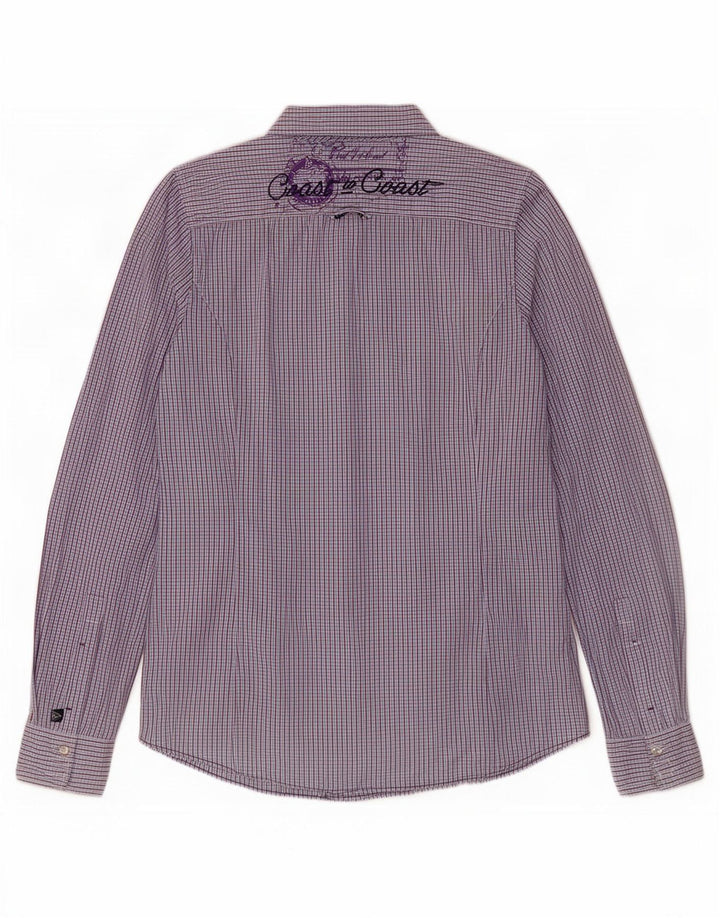 Gaastra Womens Graphic Shirt UK 12 Mittelblaue Gingham-Baumwolle