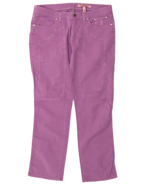 Jeckerson Damen Gerade Freizeithose W32 L29 Lila Baumwolle